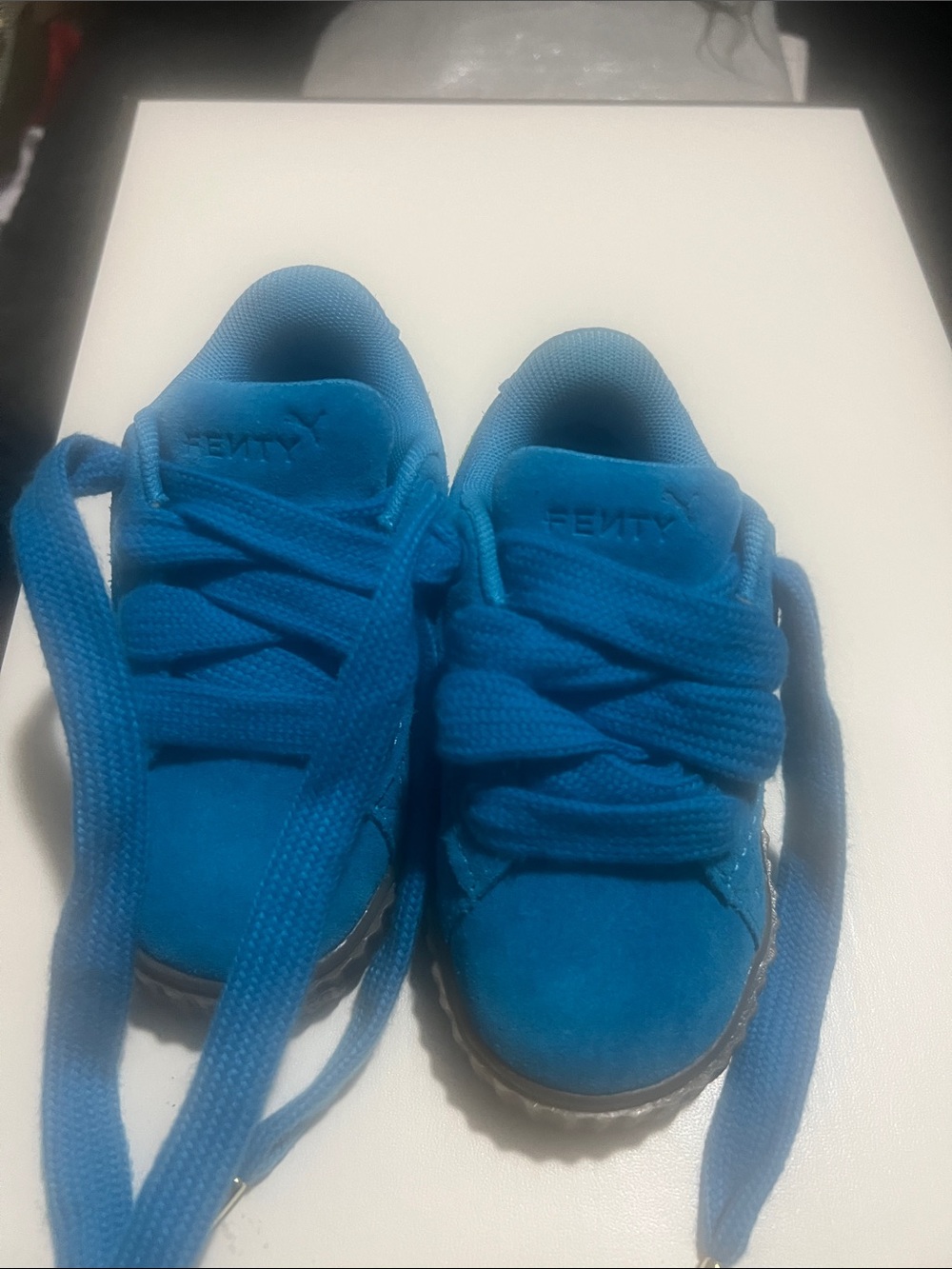 Fenty Kids Bright Blue Suede Sneakers — Cushioned Play Shoes